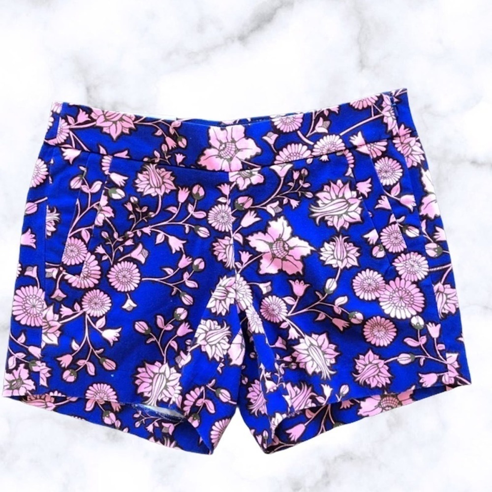 J. Crew Floral Printed Chino Shorts City Fit Blue